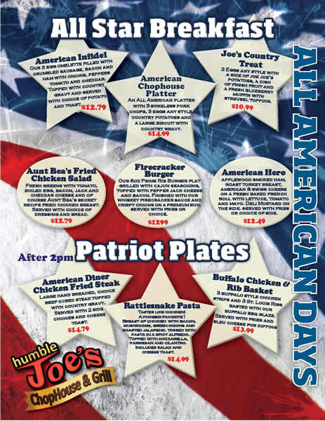 All American Patriot Days Menu