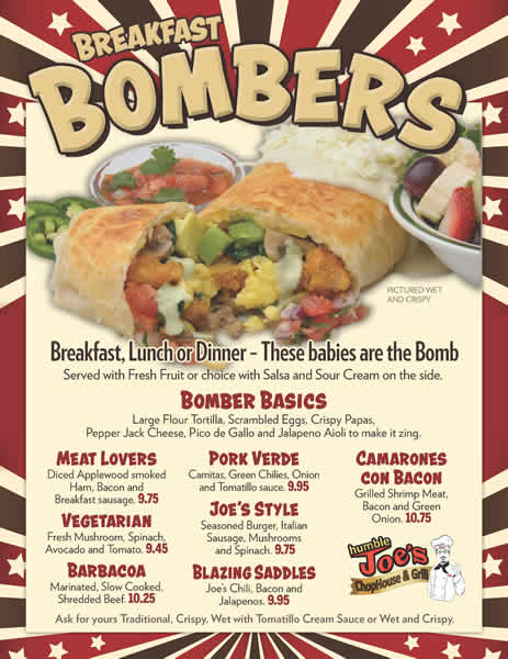 Breakfast Bombers Menu