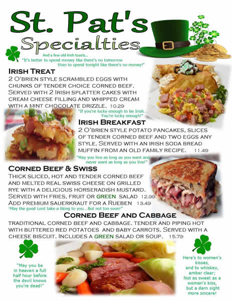 St. Pats Days Menu